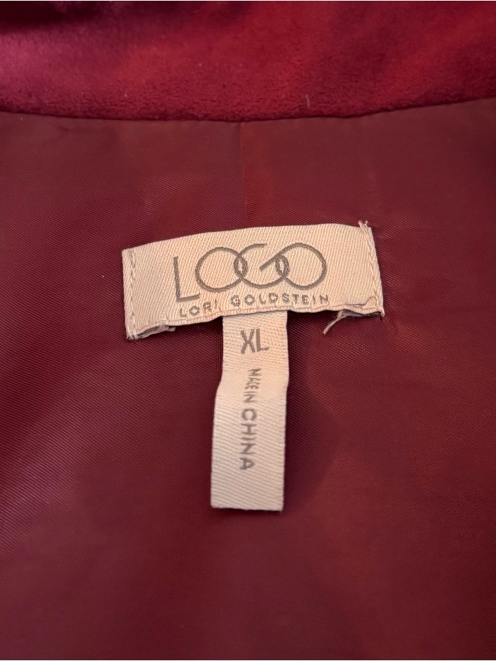 Lori Goldstein LOGO XL lined Vest Deep Burgundy